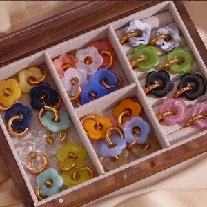 Stainless Steel Arylic 18k Gold Plated Drop Earrings